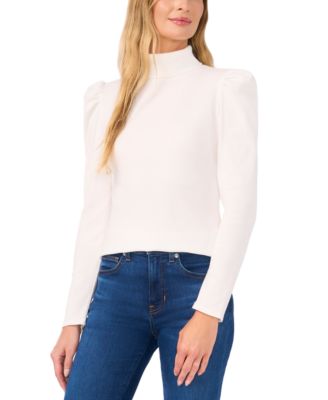 CeCe - Women's Puff-Shoulder Long-Sleeve Turtleneck Top