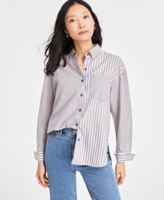On 34th - Women's Cotton Multi-Stripe Relaxed Shirt