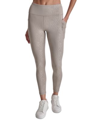DKNY - Women's Active Embossed Interlock High-Waist 7/8 Fitness Tights