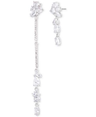 Emily in Paris - Silver-Tone Pav&eacute; & Crystal Mismatch Drop Earrings