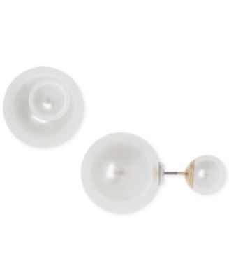 Anne Klein - Gold-Tone Faux Pearl Front Back Earrings