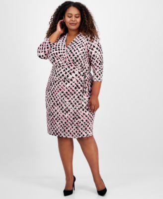 Anne Klein - Plus Size Printed Classic Wrap Dress