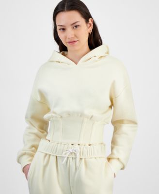 Madden Girl - Juniors' Cropped Long-Sleeve Corset Hoodie