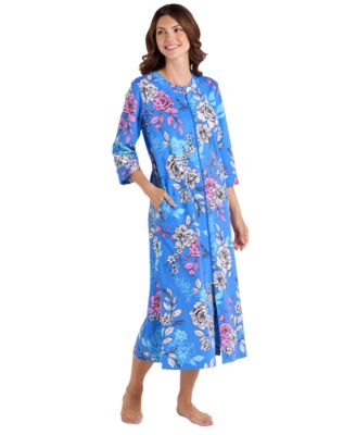 Miss Elaine - Women's Long-Sleeve Printed Long Zip Robe