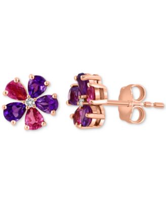 EFFY Collection - Multi Gemstone (1-1/2 ct. t.w.) & Diamond Accent Floral Stud Earrings in 14k Rose Gold