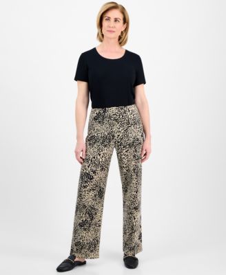 JM Collection - Petite Splash Cheetah Knit Pants