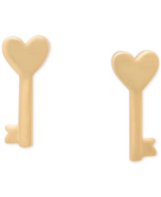 kate spade new york - Gold-Tone Polished Heart Key Stud Earrings