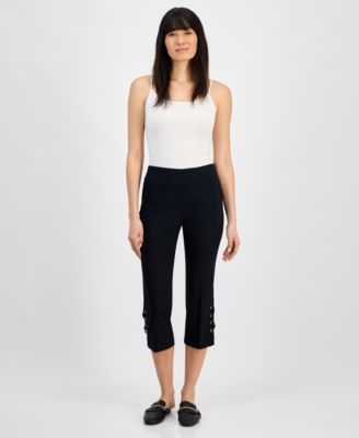 JM Collection - Women's Side Lace-Up Capri Pants