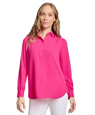 Jones New York - Petite Button-Side Collared Top