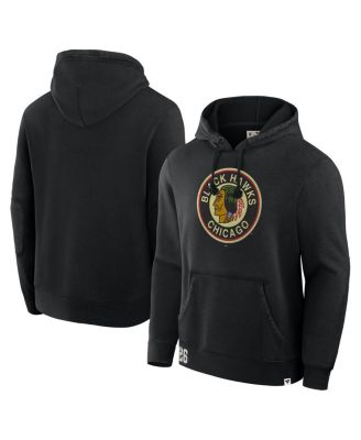 Fanatics - Men's Black Chicago Blackhawks Decades Collection Tradition Fleece Pullover Hoodie