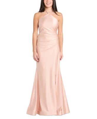 Morgan & Company - Juniors' Halter Sleeveless Satin Gown