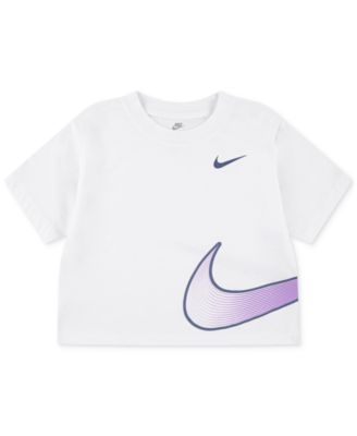 Nike - Little Girls Swoosh Motion Graphic Boxy Crewneck T-Shirt