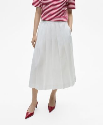MANGO - Women's Cotton Pleated Skirt