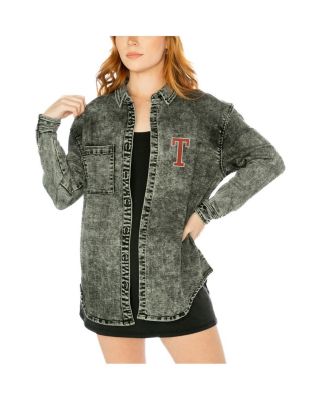 Gameday Couture - Women's  Charcoal Texas Longhorns Multi-Hit Tri-Blend Oversized Button-Up Denim Jacket