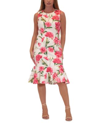 Donna Ricco - Women's Floral-Print Flounce-Hem Sheath Dress