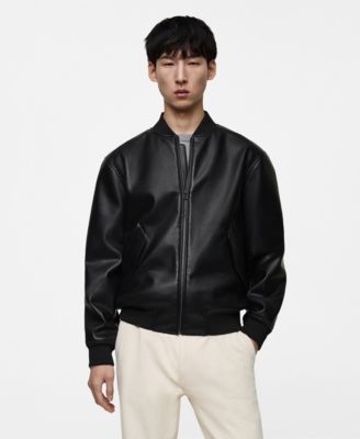 MANGO - Men's Faux-Leather Bomber Jacket