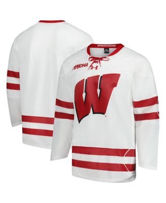 Under Armour - Men's White Wisconsin Badgers Replica Hockey Jersey