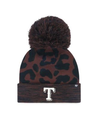 '47 Brand - Women's Brown Texas Rangers Rosette Cuffed Knit Hat with Pom