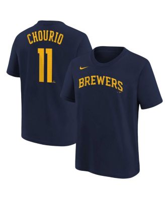 Nike - Big Boys and Girls Jackson Chourio Navy Milwaukee Brewers Name Number T-Shirt