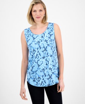 JM Collection - Women's Printed Scoop-Neck Sleeveless Top