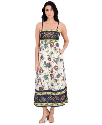Siena - Women's Printed Square-Neck Sleeveless Maxi Dress