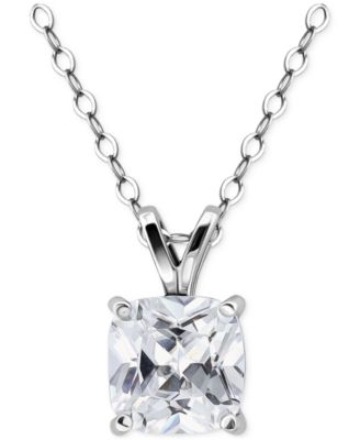 Giani Bernini - Cubic Zirconia Cushion Solitaire Pendant Necklace, 16" + 2" extender