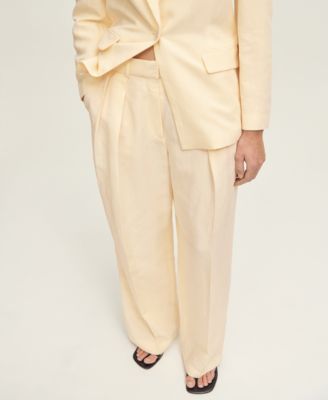 MANGO - Women's Straight Linen Blend Suit Trousers