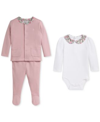 Polo Ralph Lauren - Baby Girls Bodysuit, Pant & Reversible Jacket Set