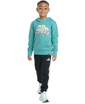 adidas - Toddler & Little Boys Long-Sleeve Graphic Fleece Pullover Hoodie & Jogger Pants, 2 Piece Set