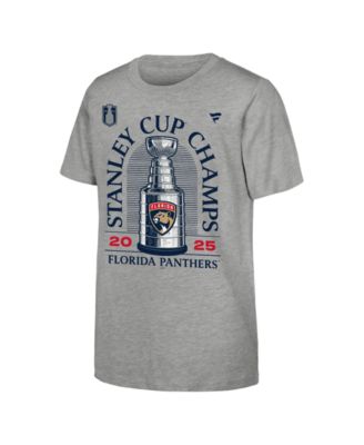Outerstuff - Big Boys and Girls Heather Gray Florida Panthers 2025 Stanley Cup Champions Locker Room T-Shirt