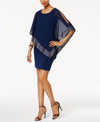 SL Fashions - Metallic-Trim Capelet Sheath Dress