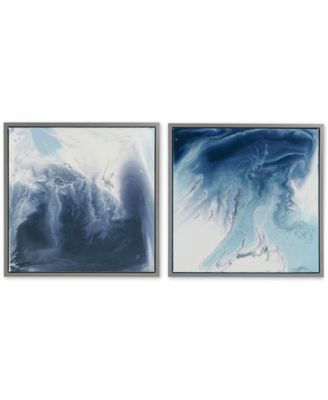 Madison Park - Blue Lagoon 2-Pc. Framed Gel-Coated Canvas Print Set