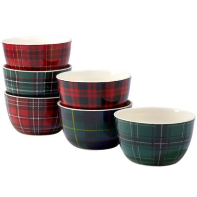 Certified International - Christmas Plaid 6-Pc. Ice Cream Bowl asst.