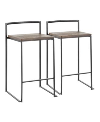 Lumisource - Fuji Wood Counter Stool, Quick Ship (Set of 2)