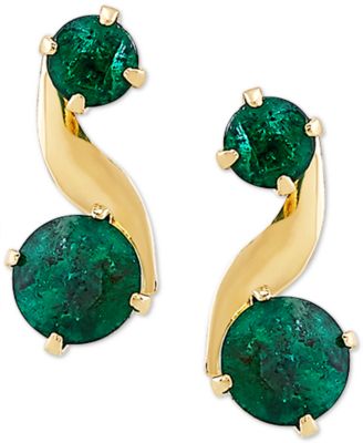 Macy's - Emerald Swirl Drop Earrings (3/4 ct. t.w.) in 10k Gold