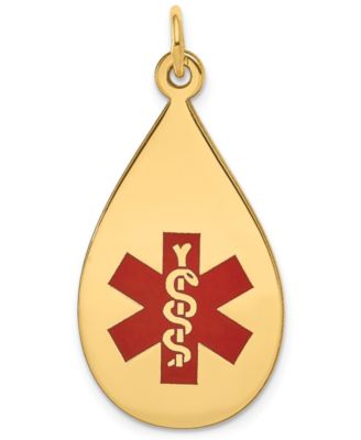 Macy's - Medical Info Teardrop Charm Pendant in 14k Gold