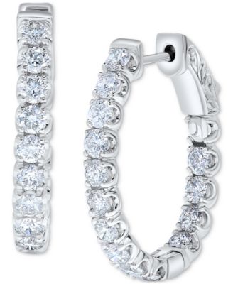Macy's - Diamond In & Out Hoop Earrings (2 ct. t.w.) in 14k White Gold