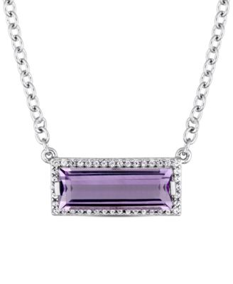 Macy's - Amethyst (2-1/5 ct. t.w.) & White Sapphire (1/6 ct. t.w.) Rectangle Halo 18" Pendant Necklace in Sterling Silver (Also in Blue Topaz)