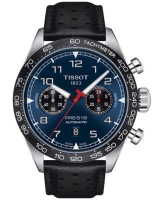 Tissot - Men's PRS 516 Automatic Chronograph Black Leather Strap Watch 45mm