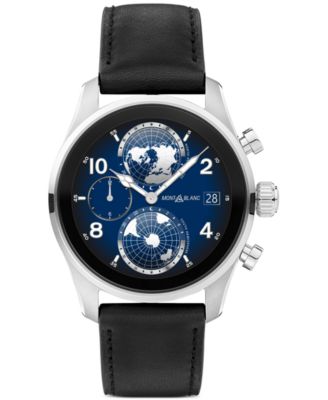 Montblanc - Men's Summit 3 Black Leather Strap Smart Watch 42mm