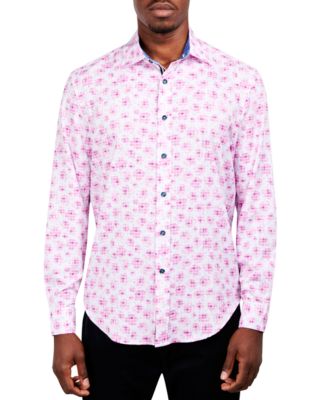Society of Threads - Men's Slim-Fit Performance Stretch Floral Long-Sleeve Button-Down Shirt