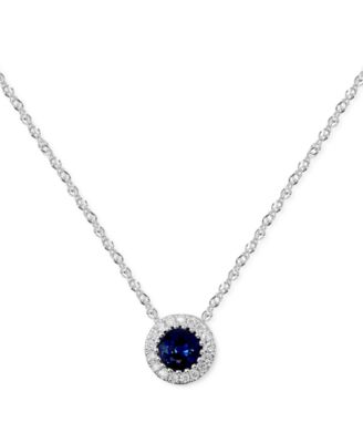 Macy's - Emerald (1/3 ct. tw.) & Diamond Accent Pendant Necklace in 14k White Gold, 16" + 2" extender (Also Available in Sapphire & Ruby)