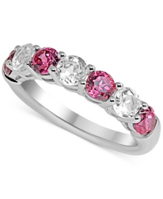 Macy's - Rhodolite Garnet (1 ct. t.w.) & White Topaz (3/4 ct. t.w.) Band in Sterling Silver