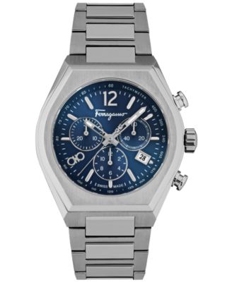 Ferragamo - Men's Swiss Chronograph Tonneau Stainless Steel Bracelet Watch 42mm