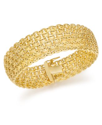 Italian Gold - Wide Mesh Link and Chain Bracelet in 14k Gold