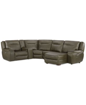 Furniture - 5-Pc. Leather Sectional with Power Recliner and Chaise