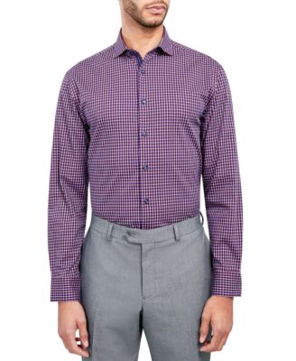 MICHELSONS OF LONDON - Men's Regular-Fit Twill Check Dress Shirtx