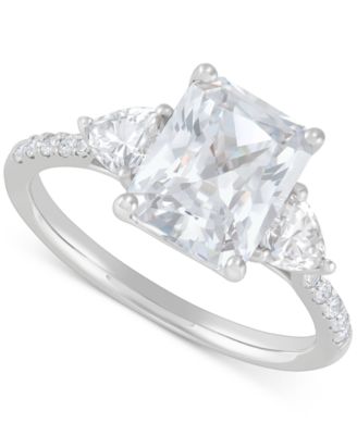 Grown With Love - IGI Certified Lab Grown Diamond Radiant-, Trillion-, & Round-Cut Ring (3-1/2 ct. t.w.) in 14K White Gold
