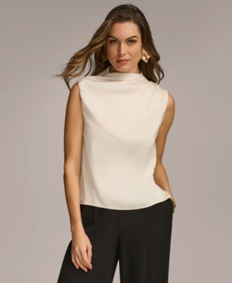 Donna Karan New York - Women's Draped High Neck Sleeveless Top
