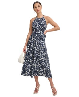 DKNY - Women's Floral-Print Halter-Neck Midi Dress